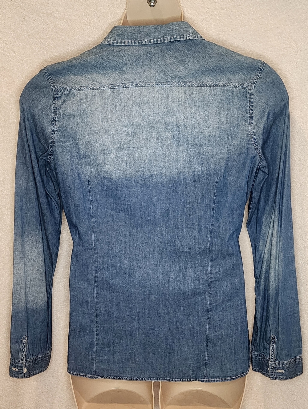 Maurices Light Blue Ruffle-Trim Denim Button Down Shirt - Picture 3 of 8